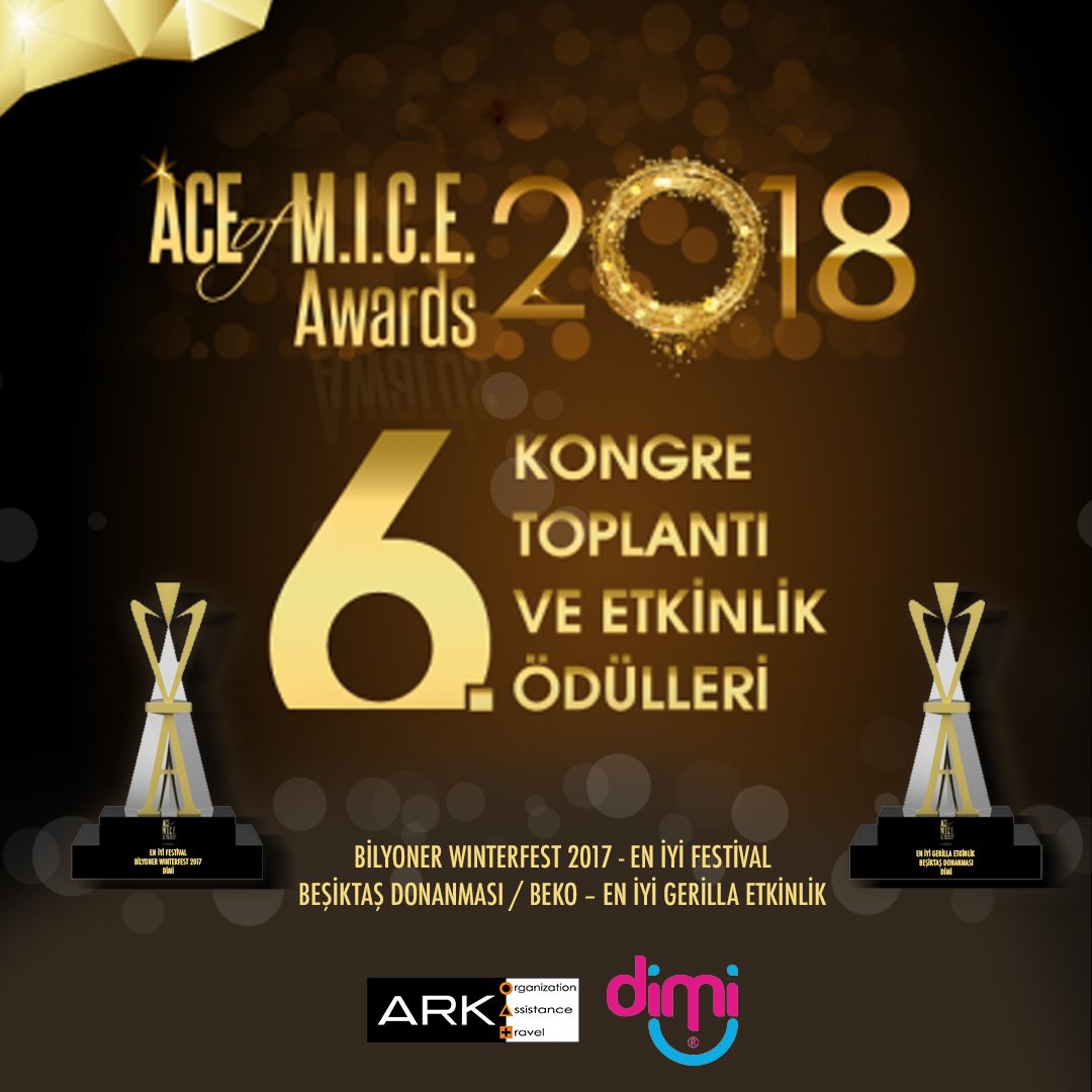 6. ACE Of M.I.C.E Ödülleri'nde Bilyoner Winterfest 2017 projesiyle 'En İyi Festival' kategorisinde, Efsane sponsor #Beko'nun katkılarıyla gerçekleştirilen Beşiktaş Donanması etkinliğiyle de 'En İyi Gerilla Etkinlik' kategorisinde geceyi 2 ödül kazanarak tamamladık! #dimi