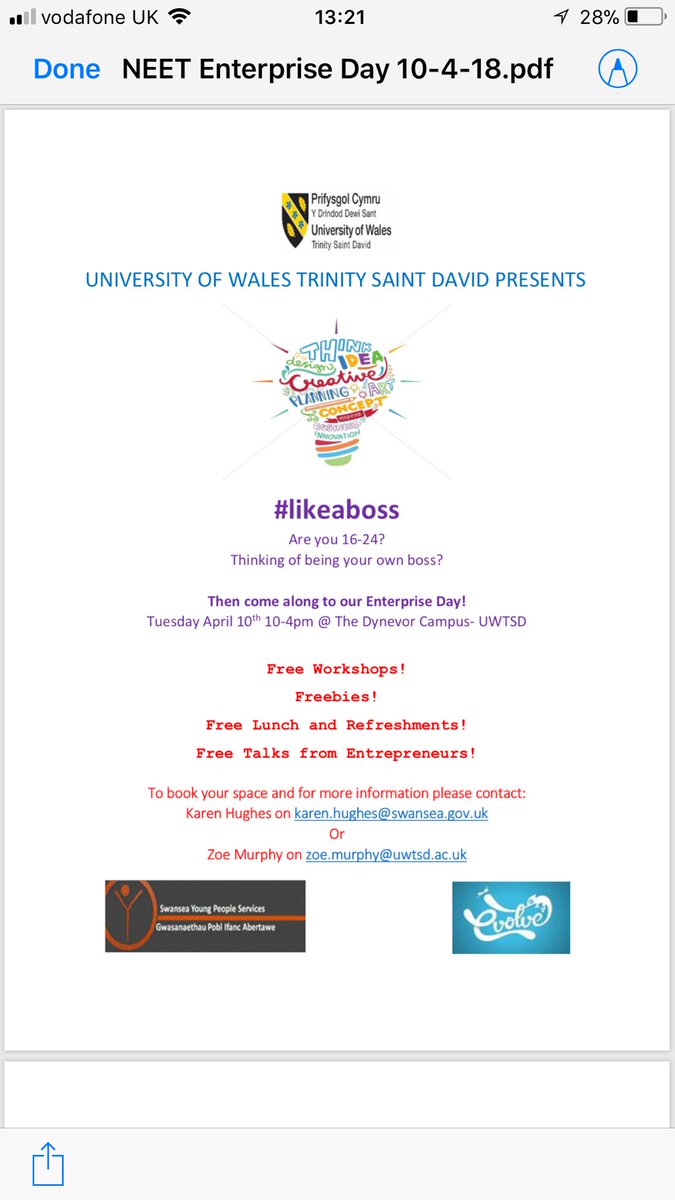 UWTSD's tweet image. UWTSD has teamed up with the Post 16/NEET team at Swansea Young Peoples Service (Evolve) to organise an #enterprise day with @BigIdeasWales on April 10 #likeaboss #Enterprise Day @danhuxtable @LucyBeddall facebook.com/trinitysaintda…