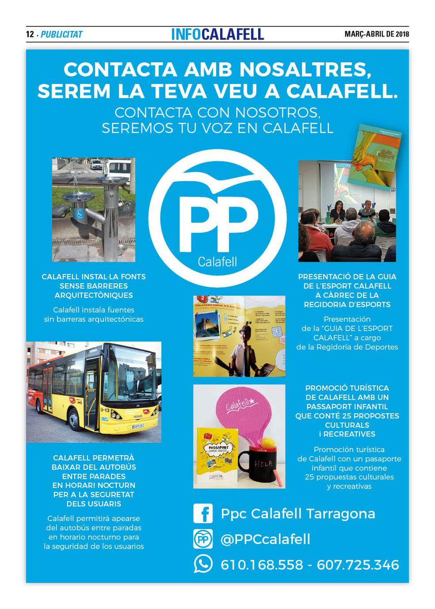 ppcalafelltarr1's tweet photo. Campaña “Contacta con nosotros”.  #SeguimosTrabajando #Calafell #SegurDeCalafell  #PpCalafell #PopularesCalafell #BaixPenedès https://t.co/ljqwyTyxpr