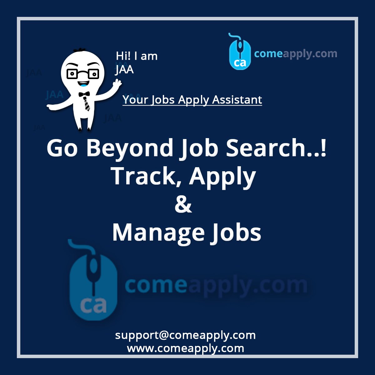 ComeApplydotcom's tweet photo. GO BEYOND JOB SEARCH..!
TRACK, APPLY &amp; MANAGE JOBS
Your Job Apply Assistant...
https://t.co/HJjidZ57Kp
#ComeApply #JobHistory #InterviewFeedback #GetJobStatus #FreeJobManager #JobApplyAssistant #NewTrendJobApply https://t.co/BC4ut3FEmB
