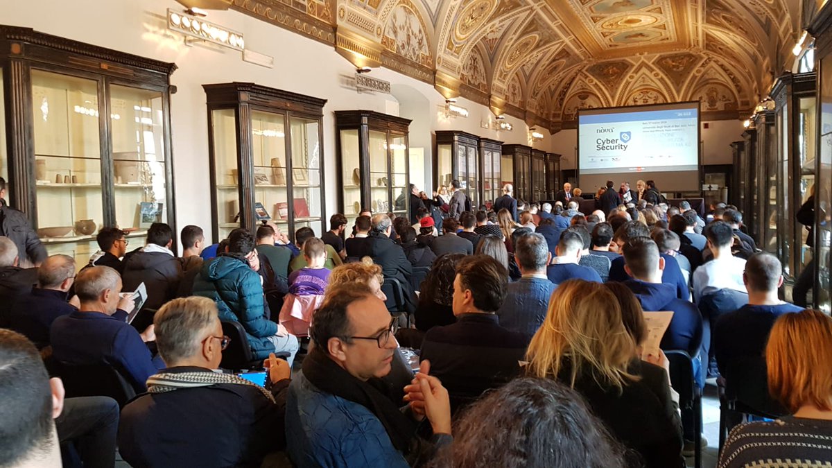 Nova24Tec's tweet photo. Sala piena per #Cybersecurity a #Bari questa mattina presso la Sala Affreschi di #Unibari. Il tema della sciurezza dati anche in sanità interessa tutti noi. https://t.co/GjrNfVjNDw