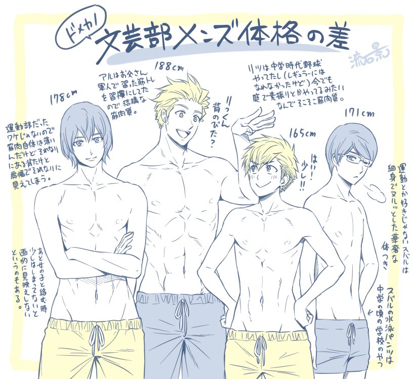 流石 景 こういう漫画を描いているが 女の体だけでなく男の体描くのも上手くなりたい ということでらくがき 描いてて楽しいのはアルとか黒桂先輩みたいな体型