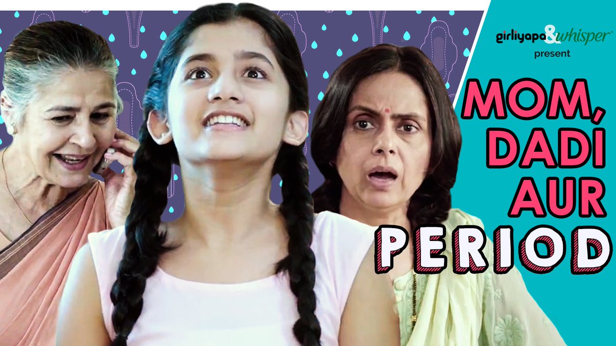 Girliyapa's tweet image. See how two perspectives clash in the most hilarious way when Mom and Dadi deal with Krisha's first period on: youtube.com/watch?v=ZCY7yh…
*
#IAmUnstoppable #FirstPeriodKit