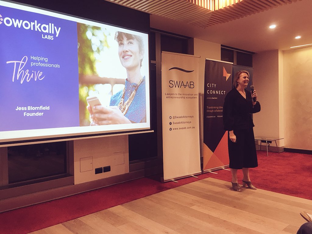 “We’re building products to help professionals thrive in the future of work.” Sensational pitch by @coworkally founder <a href="/jess_blomfield/">Jess Blomfield</a> - using Ai to revolutionise professional development &amp; coaching for the workers of the future. BOOM!
#smartcities #futureofwork #startups