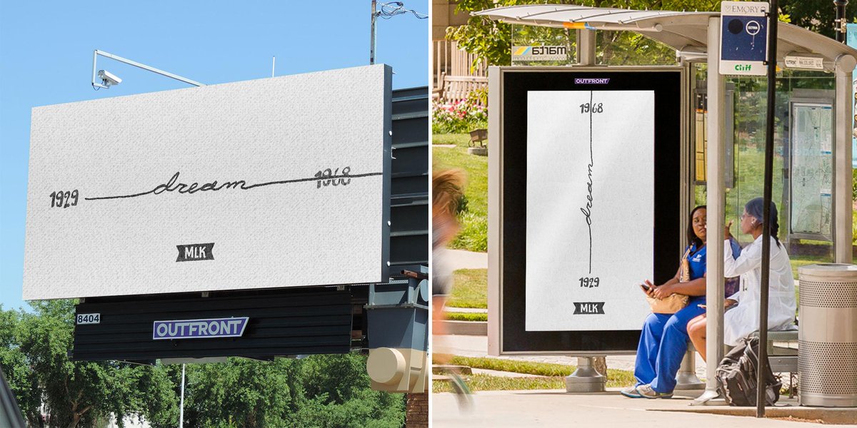 FreakiAD's tweet photo. "1929 dream 1968"

Digital design paying homage to the life and dream of Dr. Martin Luther King Jr. Specifically, how his dream has outlived his life… spanning generations to come.

Agency: @OutfrontMediaUS 

#FreakiAD #MLKDAY #MLK50 #MartinLutherKing #Print #OOH #outdoor #life https://t.co/03209hoDIa