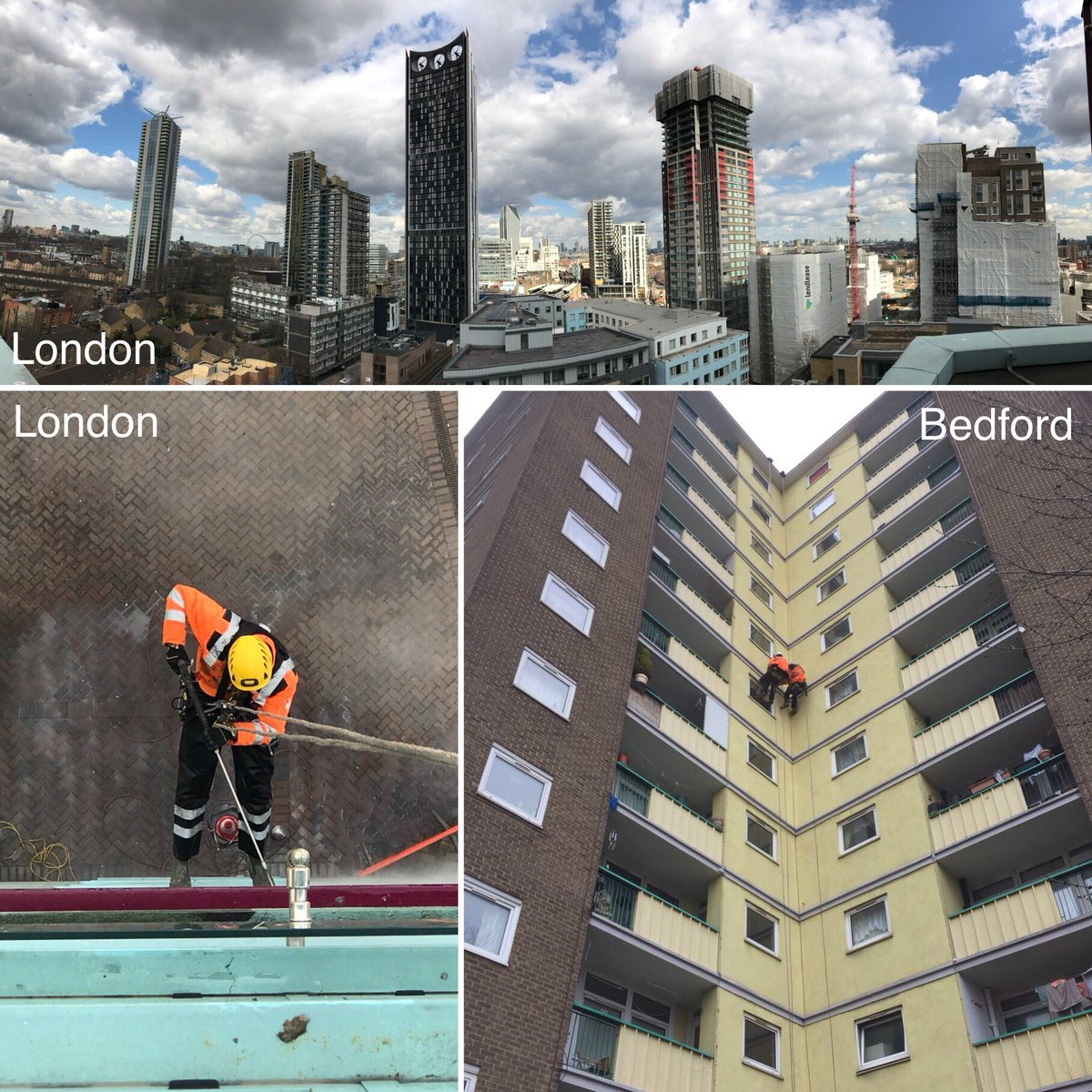 Rope2RopeUK's tweet photo. This week we have a team in London assisting with some facade cleaning and another team continuing our high rise inspections in Bedford. Our teams are working extremely hard during the busiest period R2RUK has ever seen! #ropeaccess #facadeclean #inspection #London #Bedford https://t.co/Up3tYVzU8c
