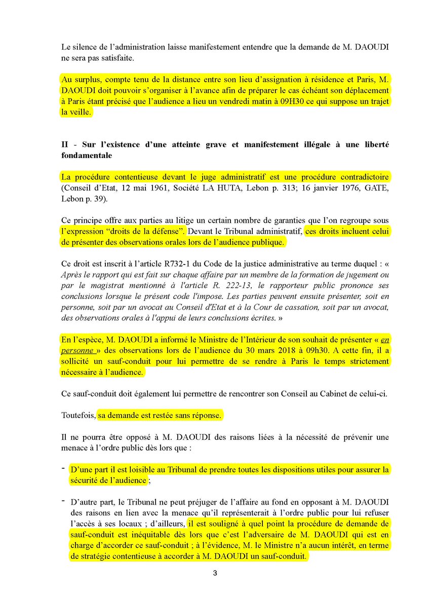 SentierBattant's tweet photo. 🔴#RéféréLiberté de @SentierBattant VS @Place_Beauvau par @avocat_93🔴
Objet silence #éloquent du Min. Int. / ma demande #SaufConduit pour me rendre à l'audience du #30mars2018 au #TAParis
#assigneAperpet #assignationàresidence
#LoiAsileImmigration
#FarceDoitResterAlaJustice https://t.co/WKpt2GP3b1