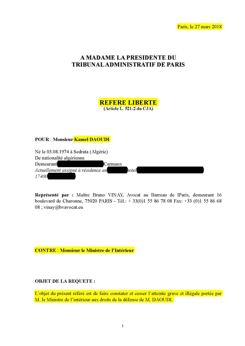 SentierBattant's tweet photo. 🔴#RéféréLiberté de @SentierBattant VS @Place_Beauvau par @avocat_93🔴
Objet silence #éloquent du Min. Int. / ma demande #SaufConduit pour me rendre à l'audience du #30mars2018 au #TAParis
#assigneAperpet #assignationàresidence
#LoiAsileImmigration
#FarceDoitResterAlaJustice https://t.co/WKpt2GP3b1