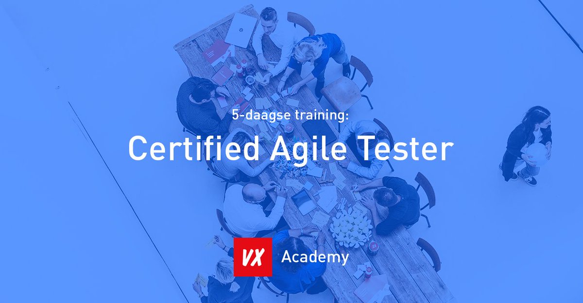 vxcompany's tweet photo. #Testers in #Agile of #DevOps omgevingen ervaren grote veranderingen in hun dagelijkse werkzaamheden. Daarom biedt VX Academy speciaal voor Agile #testprofessionals de vijfdaagse #iSQI Certified Agile Tester (CAT) training aan. Meer informatie? https://t.co/GsT0A2cVgn https://t.co/SyYIOJd5P8