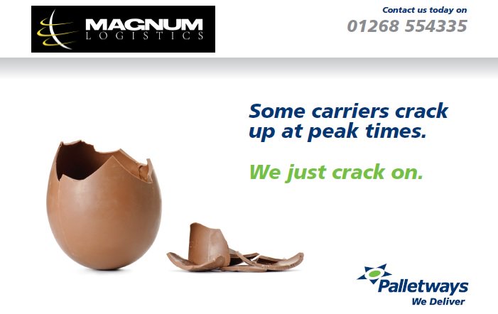 Some carriers crack up at peak times. We just crack on. #pallet #logistics #Easter - magnumlogistics.co.uk