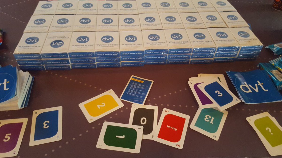 Agile planning poker cards at @DVT_Corporate stand at <a href="/devconfza/">DevConf</a>
