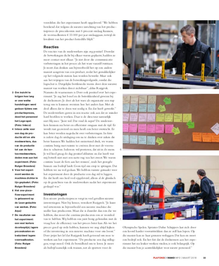 "We doen nu met minder energie meer dingen beter." Mooie quote van @Paul_Ruijgrok die precies weergeeft wat Lean &amp; Learn teweegbrengen. 
@wilbertleistra schreef in vakblad 'Plafond en Wand' een artikel over het one-piece-flow experiment bij Inteco.  arpa.nl/assets/files/P…