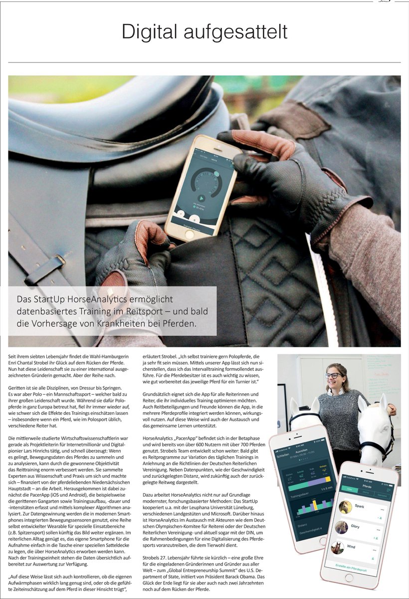 freue mich sehr dass die <a href="/welt/">WELT</a> für ihre Beilage zu #reiten #reitsport #pferde auch <a href="/Horse_Analytics/">HorseAnalytics</a> ausgewählt u sogar direkt neben <a href="/winterpolo/">WIN Polo Events</a> platziert hat! es tauchen u.a. auch auf: <a href="/MicrosoftDE/">Microsoft Germany</a> @Leuphana_Uni <a href="/hannoverimpuls/">hannoverimpuls GmbH</a> / <a href="/Venture_Villa/">VentureVilla</a> u das #GES2017 von <a href="/usconshamburg/">US Consulate Hamburg</a>