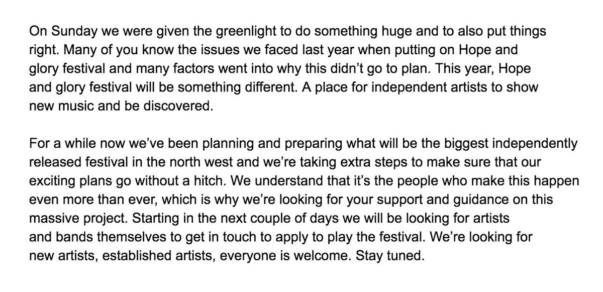 Thank you for your interest so far. As there have been a lot of questions, here is a short statement until the proper announcement #HopeAndGlory2018