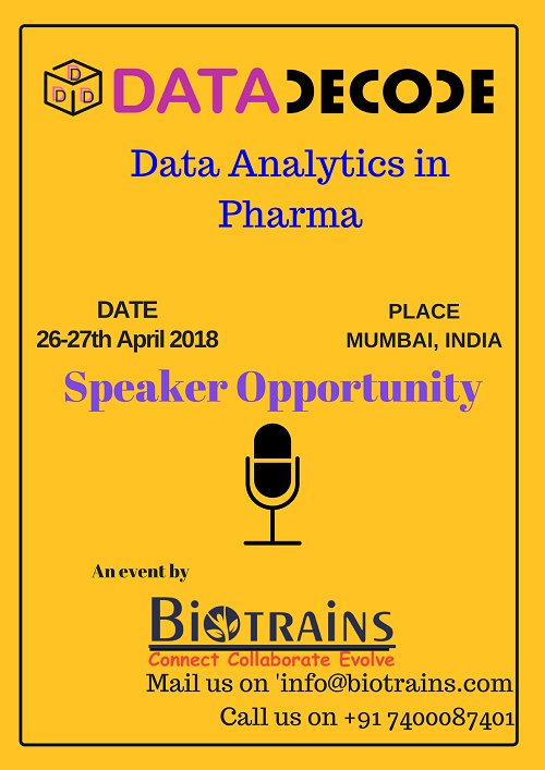Biotrains's tweet image. People wants to hear you..!! Do you want to speak ??
#Biotrains gives an opportunity to join us on #DATADECODE : Data Analytics in Pharma as a Speaker and can share your skills & experinces.
For more information call us on +91 7400087401 or mail us on 'info@biotrains.com'