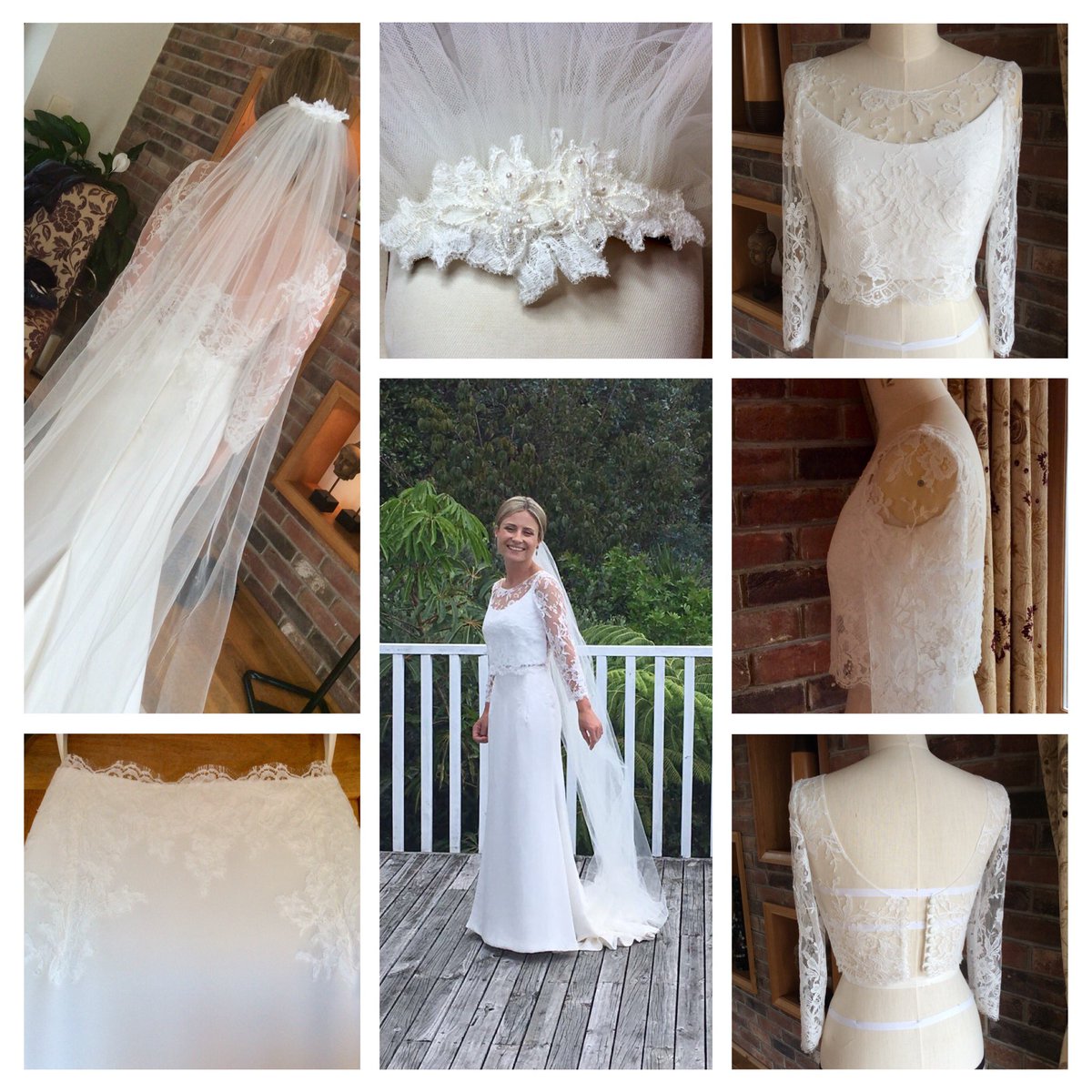 BridalMakes's tweet photo. Beautiful Katie has just married half a world away. So happy for her, not to mention relieved to hear that her bespoke lace two-piece, veil and headdress all survived my packing and the long haul flight to look fabulous on the day. https://t.co/OgSlPa8iQM