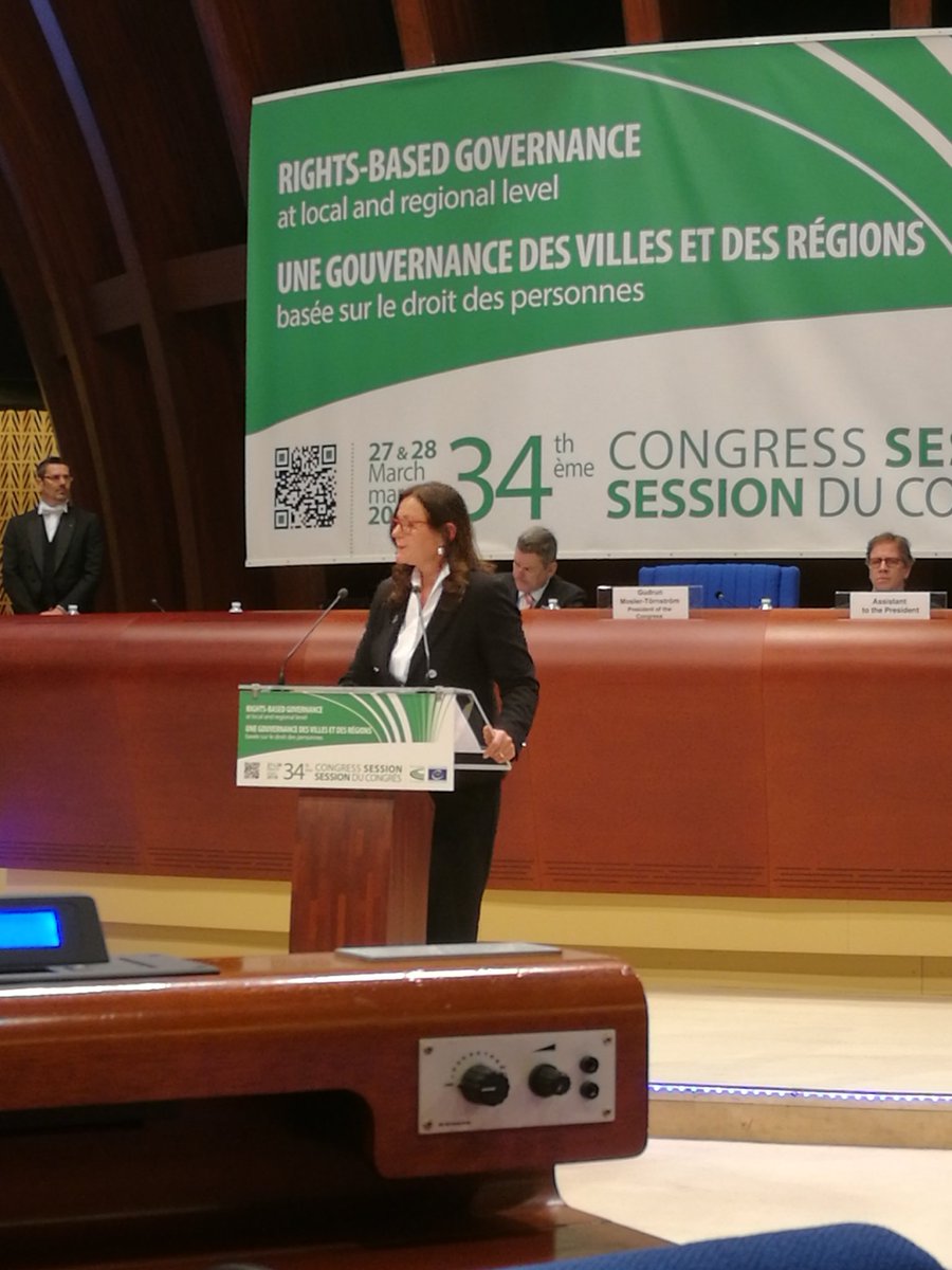 The president Gudrun Mosler-Törnström highlights the importance of the work the congress do for human rights all over Europe. #coe
