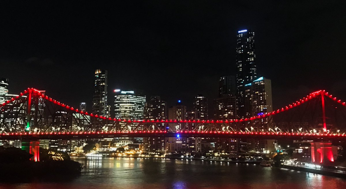 team_schrinner's tweet photo. Congrats to @qldcricket Bulls on their #SheffieldShield victory! #BNE is celebrating by lighting the #Storybridge maroon tonight 🏏 #QLDbulls #viewsofbrisbane https://t.co/HD0hJ4avSQ