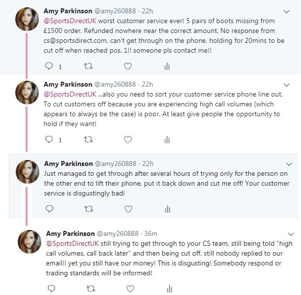 amy260888's tweet photo. @SportsDirect_CS Posting this here in the hope someone might actually reply! This is a disgusting way to treat your customers!! #worstcustomerservice #angry https://t.co/StWNp77fSO