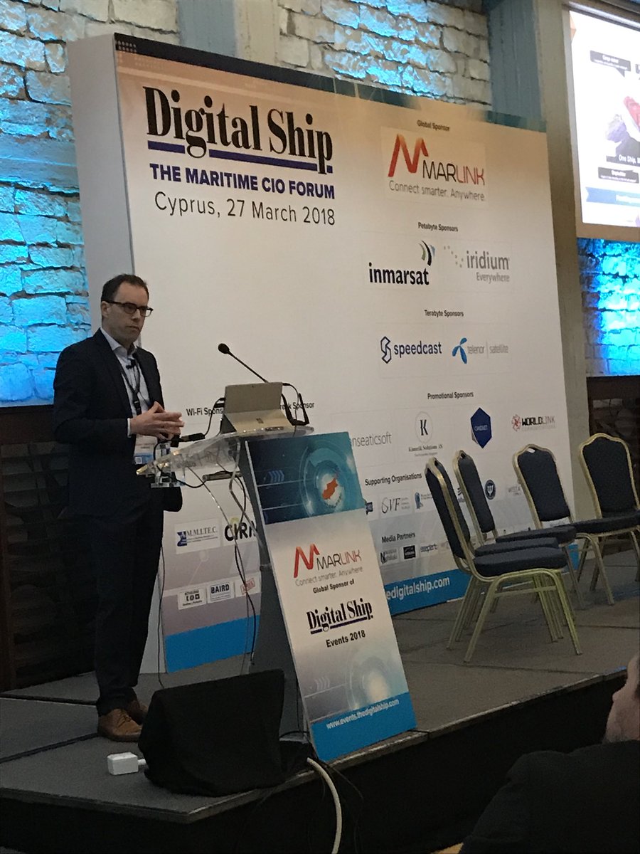 TheDigitalShip's tweet photo. Well that woke the audience up! Superb video from Wouter Deknopper @IridiumComm highlighting their latest initiatives and launches are going to give real choice in the market #Maritime #shipping #ciocyprus #DigitalTransformation https://t.co/ZPe9L8skmo