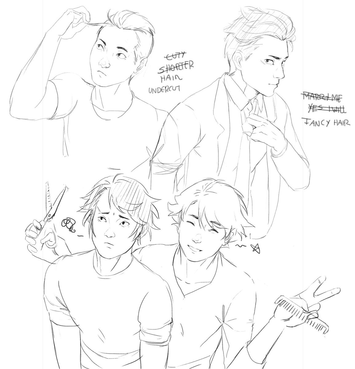 bonus ther option? 
i mean... i like the undercut idea an the just styling his hair back is also an option. 

JUST NEVER LET OIKAWA GET CLOSE TO ANYONES HAIR!!!
(this kid likley only knows how to do his own hairstyle) 