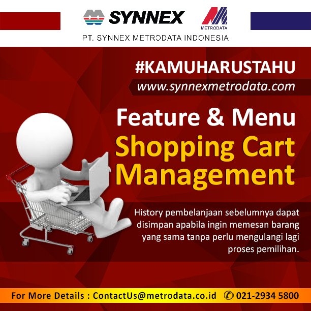 #KAMUHARUSTAU Feature &amp; Menu Shopping Cart pada website synnexmetrodata.com.

#synnexmetrodataindonesia #b2bmarketing #business #startbusiness #startbusinesstoday #businessworld #businesslife #shoppingcart #feature #menu