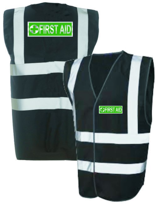 PrintedStuff4u's tweet photo. Specialist hiVis Hi Vis First Aid Reflective Black Safety Vest https://t.co/Xq140VR4mC via @printedstuff4u #firstaidkit #FirstAid #1staid #hivis #SafetyFirst #safetyvest #healthandsafety https://t.co/HeoqhhtYPf