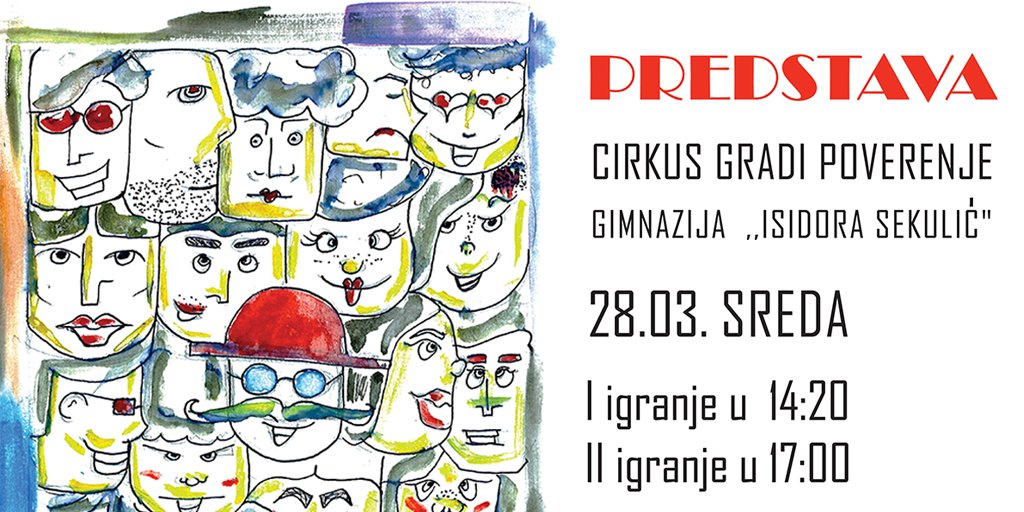 #Dizajn plakata za predstavu #CirkusGradiPoverenje osmislio je Kosta Đermanov, jedan od učesnika radionica za #GrafičkiDizajn. 🤟😎 <a href="/OSCE_Serbia/">OSCE_Serbia</a> #CinemaCity #KreativniPogon #Ludifico #Cirkoneo