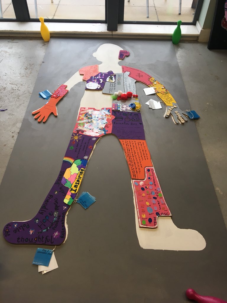 Today we are #wearingblue for #WorldAutismAwarenessWeek.  Staff from all depts and patients across St Mary’s Hospital have been taking part in a number of events, including individually decorated jigsaw pieces to complete our giant person. So proud of our amazing ASC team.