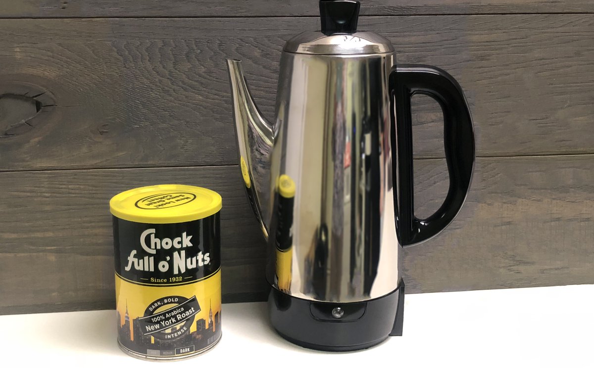 chockfullonuts's tweet photo. Don’t get caught in #Perkatory: the anguished prolonged period spent waiting for a #FreshPotOfCoffee to be ready. #WaitingForCoffee #Percolator https://t.co/7ki8HrJCXI