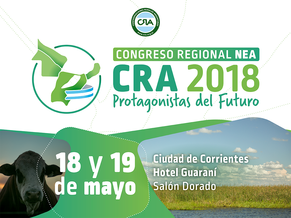 Se viene un nuevo Congreso Regional NEA. 

El próximo 18 y 19 de mayo en la provincia de #Corrientes. 

Temas: Ley de Humedales y gases de efecto invernadero (GEI) en los sistemas ganaderos pastoriles, entre otros.

Para más información ingresá acá: congresoregionalneacra.com