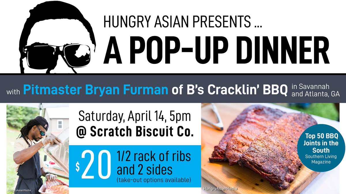 #RoanokeVA have you bought your tix to the next #HungryAsianPopUp??
Pitmaster Bryan of <a href="/bscracklinbbq/">bscracklinbbq</a> will be here sling' ribs!
bit.ly/2IXAkj9