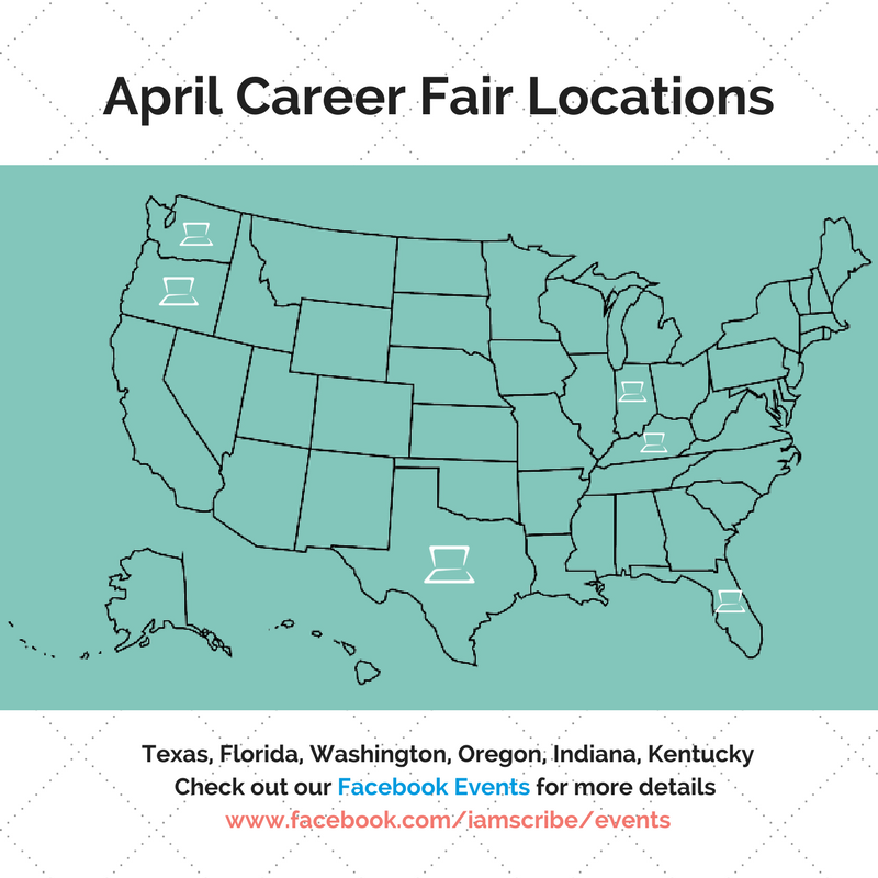 Phys_Recruiting's tweet photo. We will be at more career fairs in April! If you are looking for paid medical experience visit https://t.co/P1k3j18g72 to see if we will be in your area and to learn more about becoming a medical scribe with us. https://t.co/AnHJPBHWec