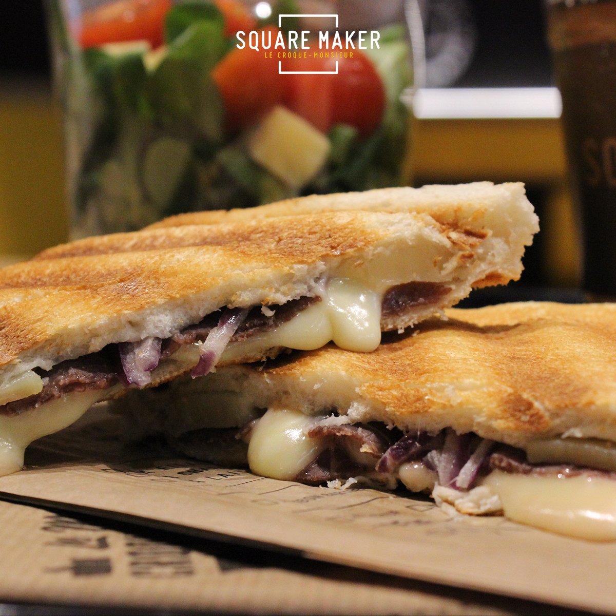squaremaker13's tweet photo. Pour la journée mondiale du #fromage, on trouve ce cliché idéal 🧀 Les #croquemonsieur c’est notre métier. On peut vous dire qu’on pèse lourd dans le game 🤙🏻
#food #foodista #resto #snacking #croque #français #entreprisefrancaise #startup #squaremaker #smk #miam #yummy https://t.co/hURNhCEqIP