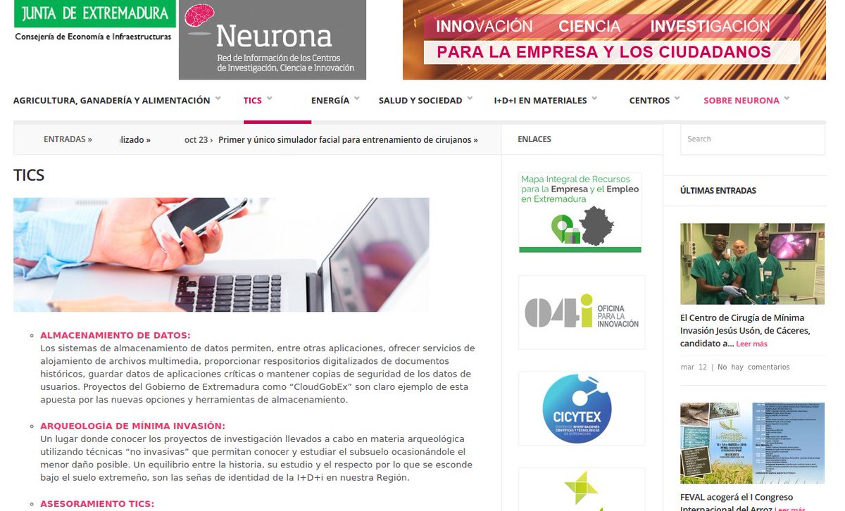 neuronaex's tweet image. #TICs: #AlmacenamientoDeDatos, #ArqueologiaDeMinimaInvasion, #AsesoramientoTICs, #HardwareYSoftware, #Supercomputacion, #Telecomunicaciones o #Redes son algunas materias sobre las q hacemos I+D y q te enseñamos en neurona.gobex.es/tics/ 😉💻💿🔝🔝