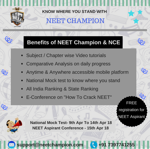NEET_Champion's tweet photo. Know Where You Stand With NEET Champion
NEET Champion will be conducting online tests on the pattern of NEET Examination
National Competitive Exam  - 9th Apr to 14Th Apr 18
NEET Aspirant Conference - 15th Apr 18
#NEET #Exams #mbbs #neetpreparation #ncert #neetmocktest https://t.co/ydX7kUItRT