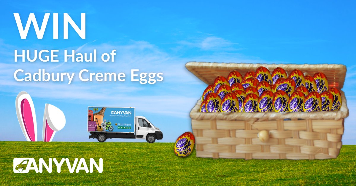 AnyVan's tweet photo. FOLLOW &amp; RETWEET for the chance to WIN a huge haul of Cadbury Creme Eggs, delivering some chocolatey joy just in time for Easter! Want to get your hands on this egg-cellent treat? T&amp;C’s apply. 🐰🍫
https://t.co/iVI1pkABsS #Competition #Win #Easter https://t.co/Fo1P685J0k