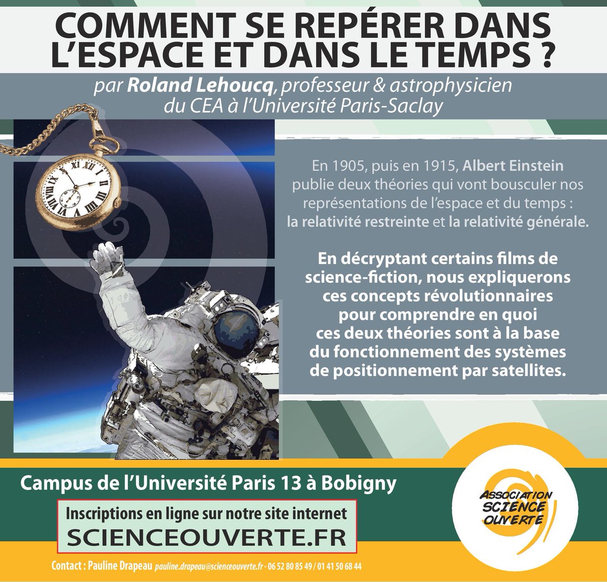 Association Science Ouverte (@scienceouverte) on Twitter photo Vendredi on a conférence Scientific Park :), et vous?
scienceouverte.fr/Comment-se-rep…
Roland Lehoucq professeur & astrophysicien du <a href="/CEAParisSaclay/">CEA Paris-Saclay</a> décryptera à <a href="/univ_paris13/">William_DeMarco</a> Bobigny certains films de science-fiction afin d'illustrer et d’expliquer des concepts révolutionnaires! Vendredi on a conférence Scientific Park :), et vous?
scienceouverte.fr/Comment-se-rep…
Roland Lehoucq professeur & astrophysicien du <a href="/CEAParisSaclay/">CEA Paris-Saclay</a> décryptera à <a href="/univ_paris13/">William_DeMarco</a> Bobigny certains films de science-fiction afin d'illustrer et d’expliquer des concepts révolutionnaires!
