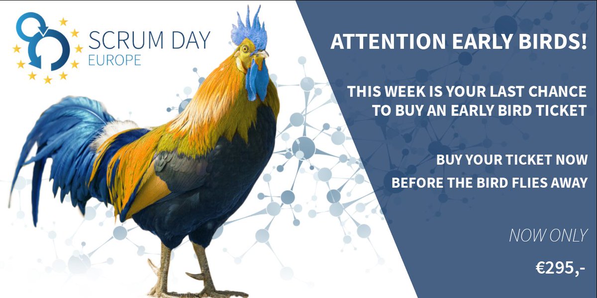 Scrum Day Europe is back on July 5 in Amsterdam. Are you a part of the Scrum community event of the year? This week is your last chance to order an Early Bird ticket. Order your ticket now!  bit.ly/2G7Qjxk #SDE2018 #scrum