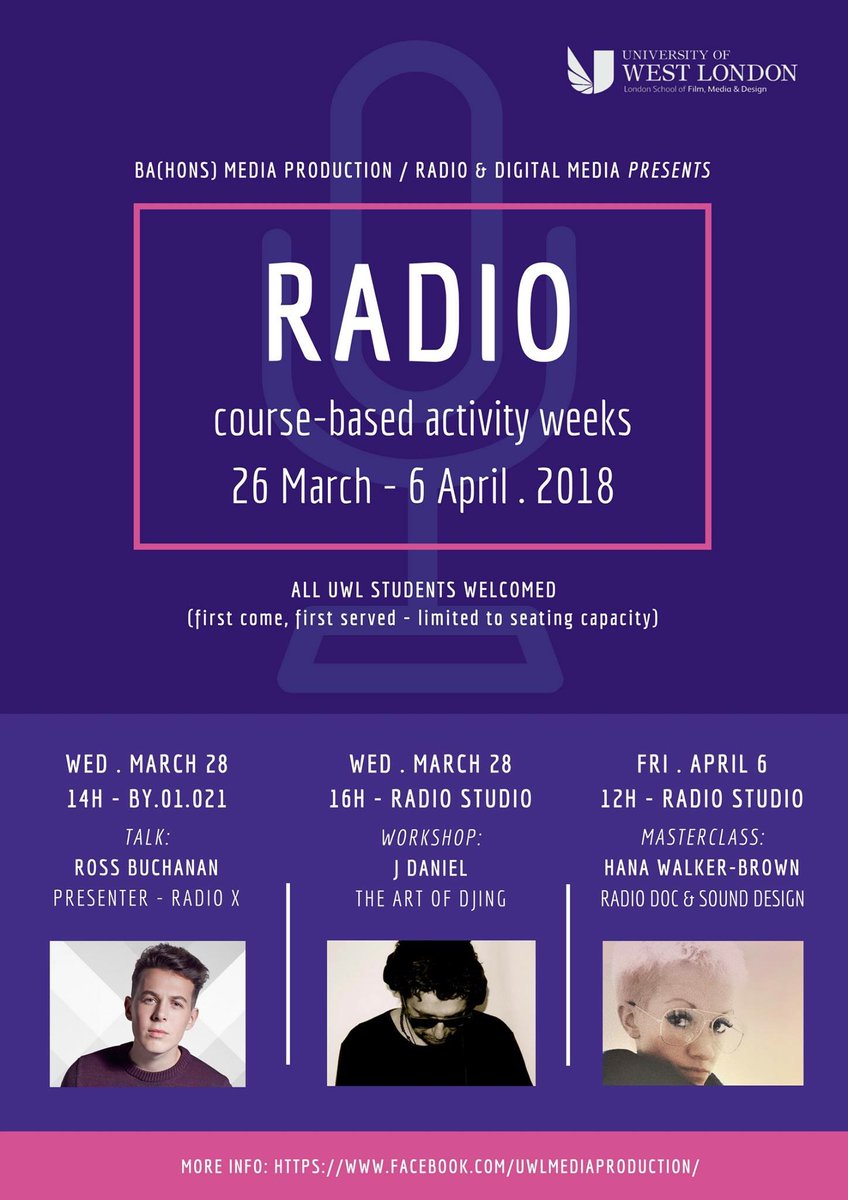 UWL_LSFMD's tweet photo. Who is attending !?
#uwl #radio #radiox #presenting #workshops #talks #artofdjing #radiodocumentaries #sounddesign #masterclasses #studio #loveuwl #lsfmd #youruwl #myuwl https://t.co/kC67aWkB7v