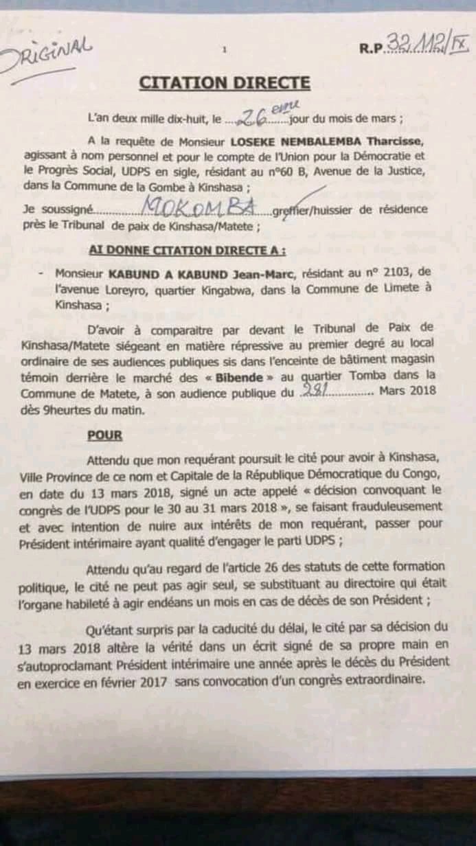 Lubaya Claudel Andre Auf Twitter Udpscongres Convoquer Kabund Jmkkrock Au Tribunal A 2 Jours Du Congres Est Une Provocation De Trop Qui N Honore Ni Le Juge Ni Le Pouvoir Qui Le Manipule C Est