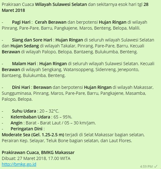 BALAI4's tweet photo. Prakiraan Cuaca Wilayah Sulawesi Selatan dan sekitarnya esok hari tgl 28 Maret 2018 https://t.co/4OYznkT4mv
