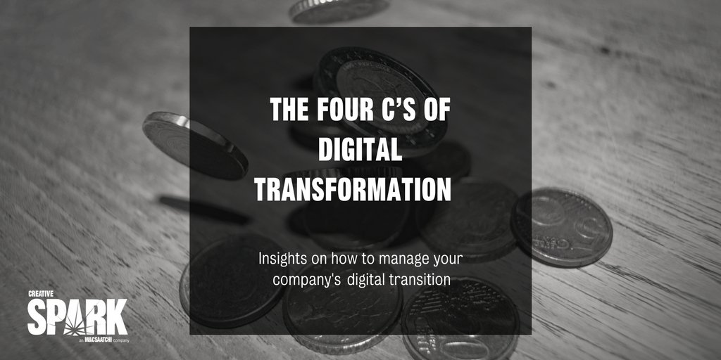 CreativeSparkSA's tweet photo. Our latest blog tackles the 4 C's of #DigitalTransformation and outlines how you can kickstart your company's own first step2s into the future: https://t.co/cjJ4Qn2OwB https://t.co/YoyssOtOgH