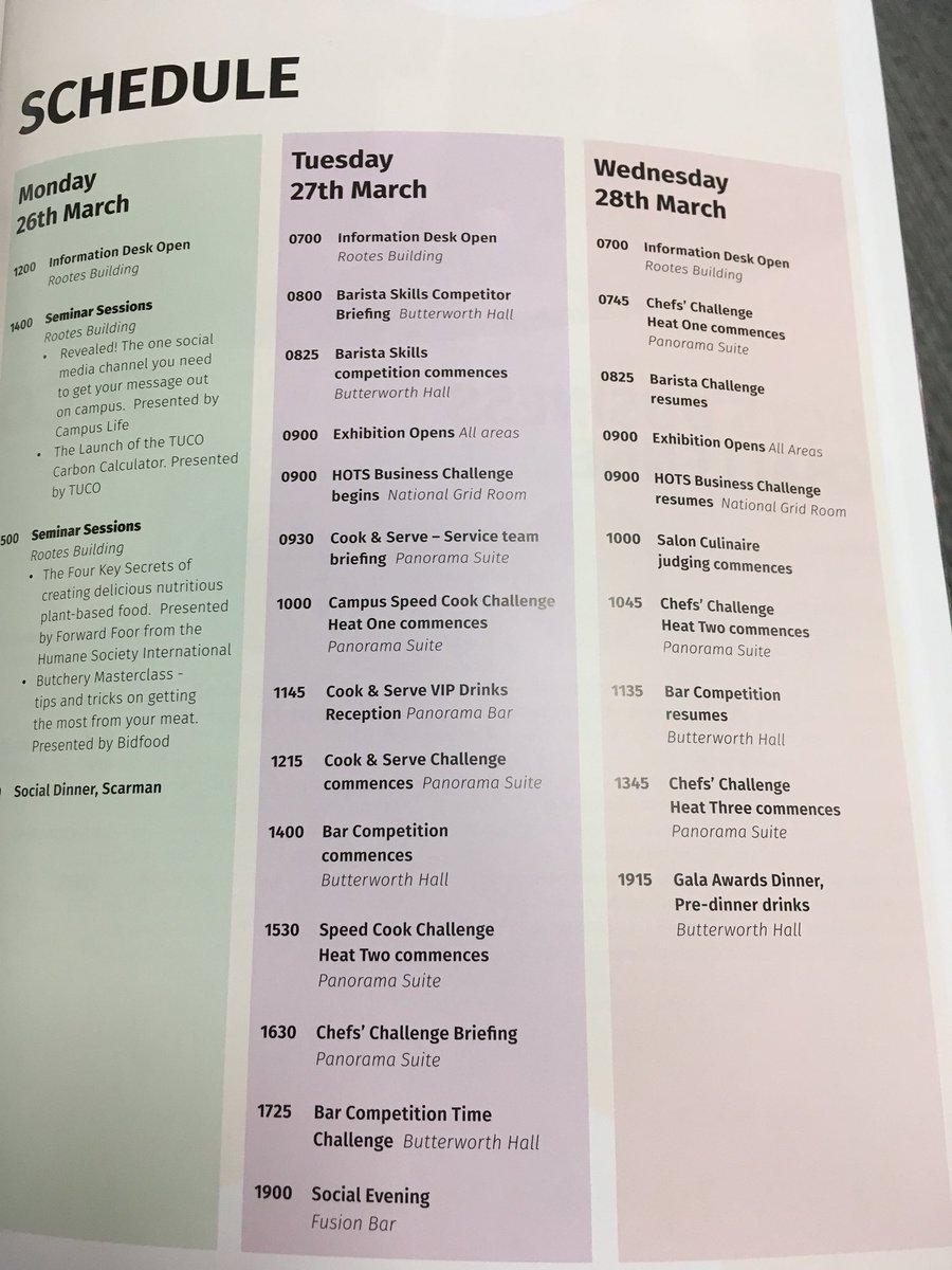 WlvConferences's tweet photo. Good luck everyone for the Cook &amp; Serve Challenge, 6 plates for 3-courses! #TUCOcomps https://t.co/SgFX9xWJLm