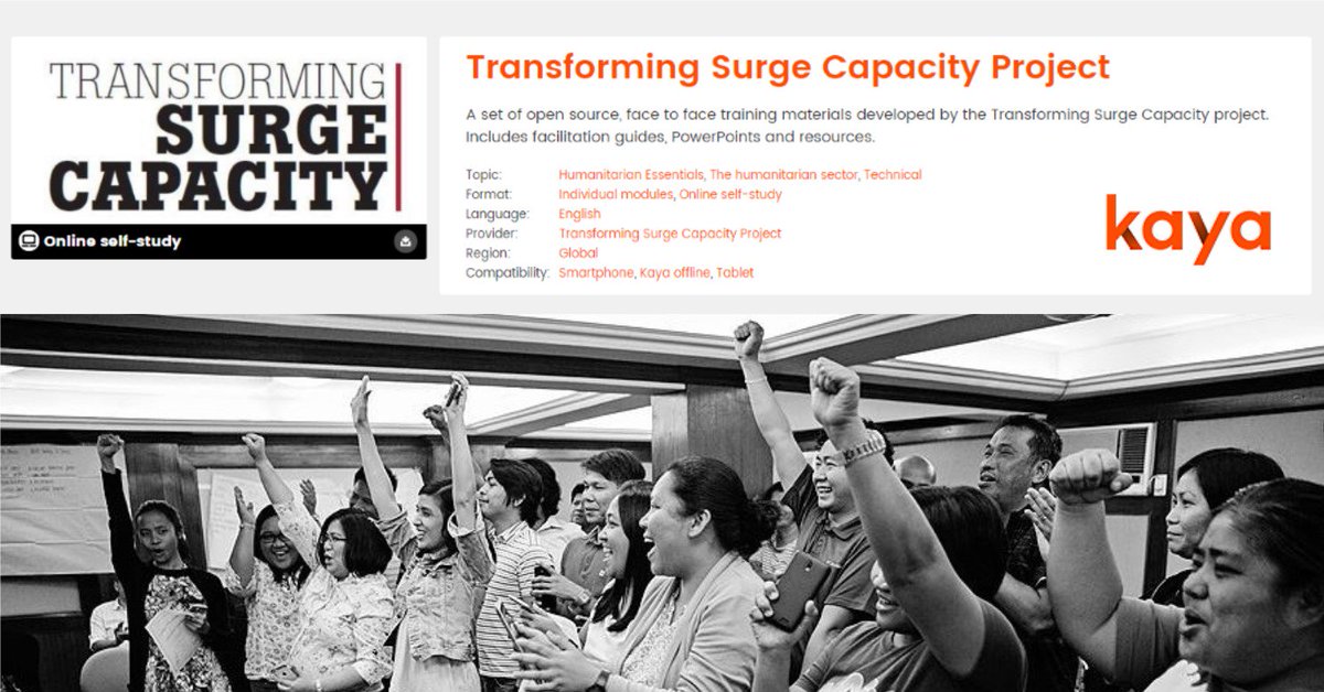 CHS_Alliance's tweet photo. We are pleased to share @Transform_Surge's new competencies training programme which is available on Kaya @AcademyHum - developed by 11 agencies and led by @CAFOD, it is truly a joint effort to improve #surge capacity by focusing on #behaviors. https://t.co/U3SL9vDIZy @ActionAid https://t.co/7yJmCl39ym