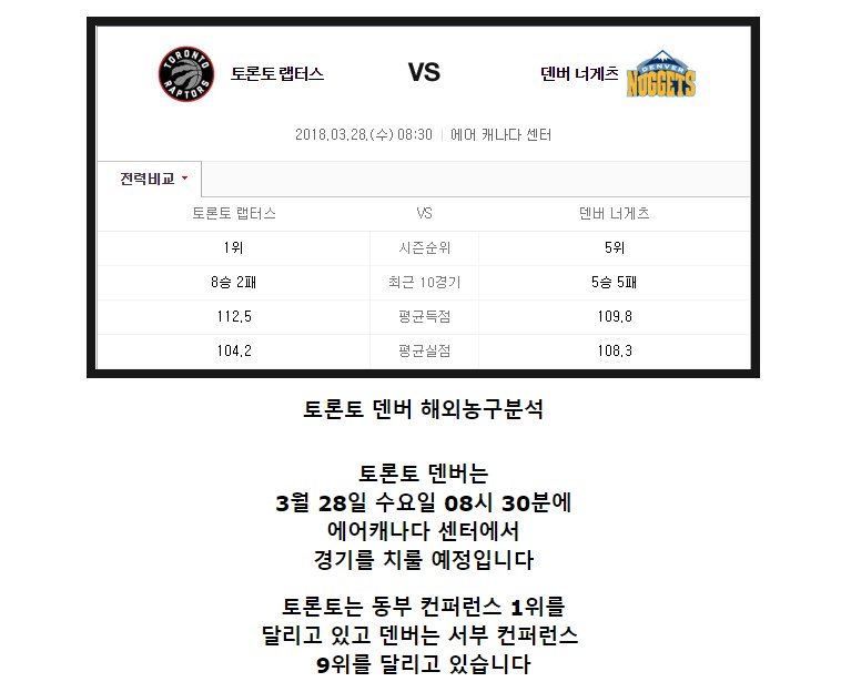 [먹튀프렌즈] 3-28 NBA 토론토vs덴버 스포츠분석 1004mt.com/%eb%a8%b9%ed%8…