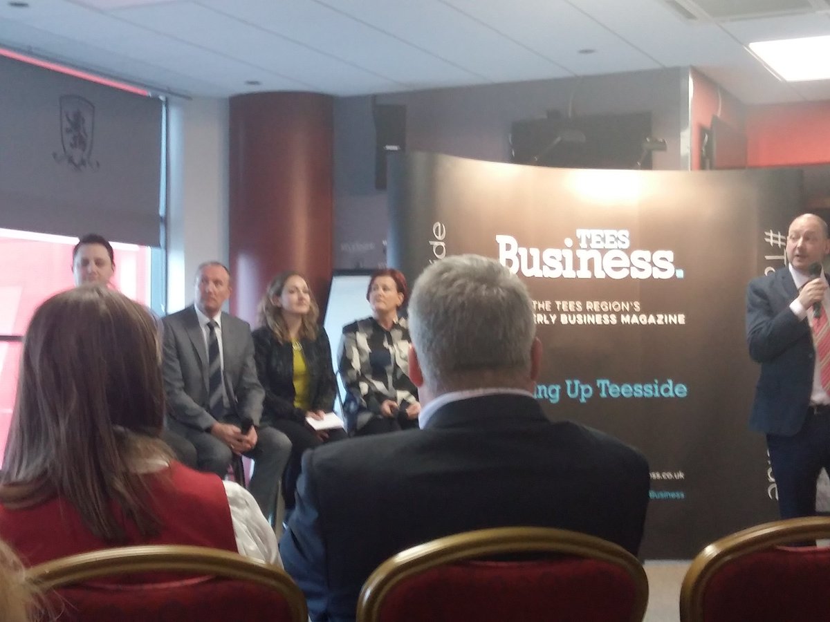 CyberCollegeUK's tweet photo. We're #TalkingUpTeesside with @BenHouchen @BillScottWilton @TeesComponents at The @Tees_Business magazine launch. Telling all that our college is NOW open. https://t.co/CXMT41KlTF
