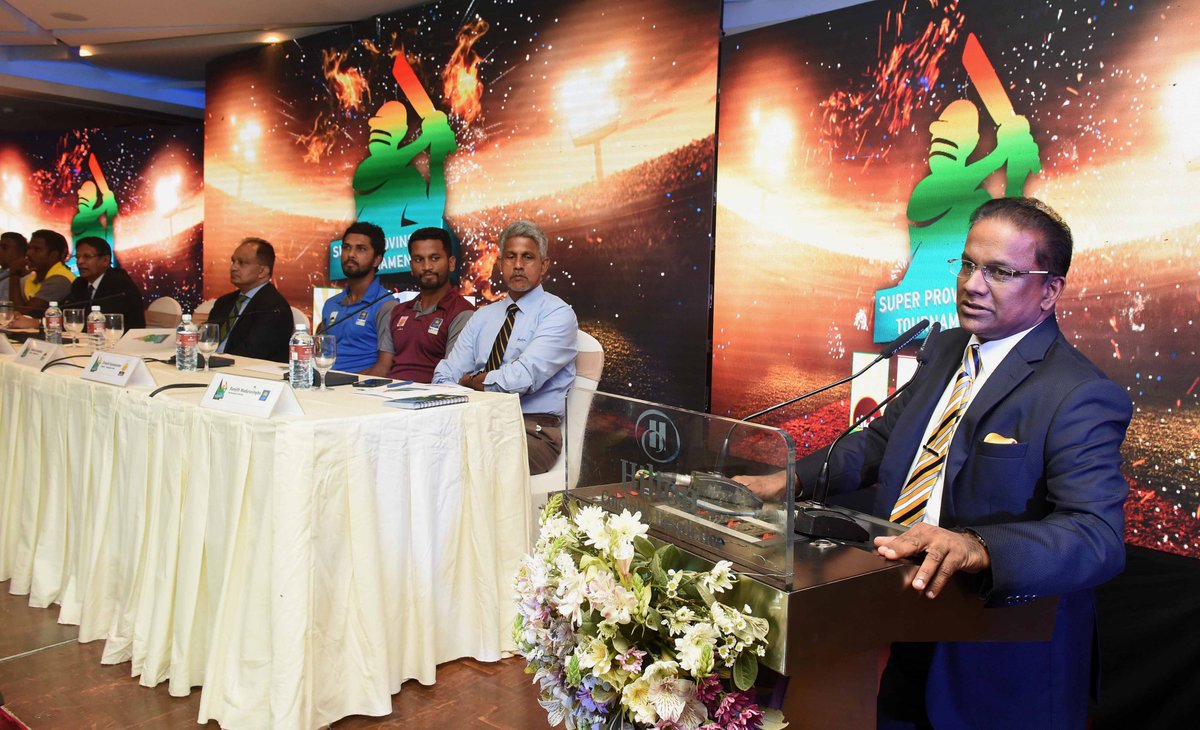 OfficialSLC's tweet photo. SLC will kick start this year's #SLCSuperFour Provincial Tournament' on the 30th March 2018, the topmost domestic fixture in the country, In terms of longer version of the game. (Four day games). 
The media launch of the Tournament held today at Hilton Colombo Residences. https://t.co/iQT3PG41yE