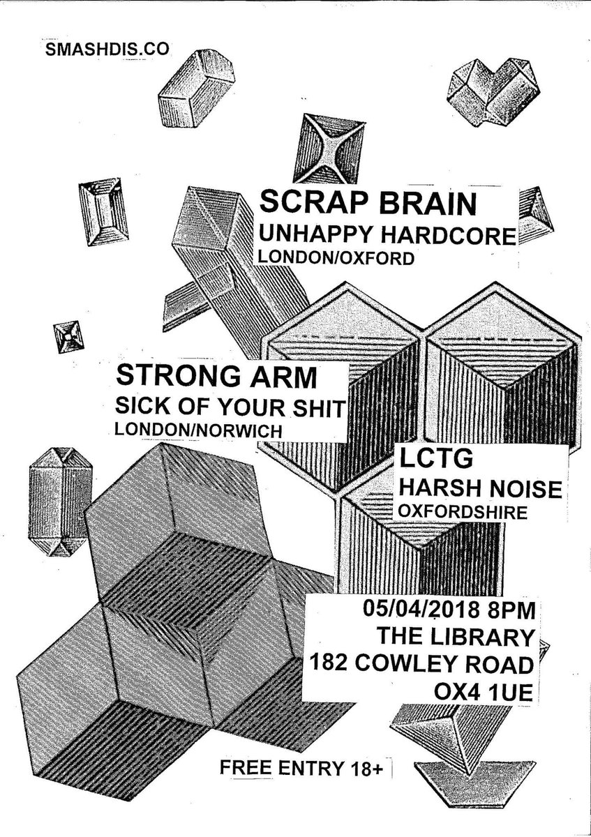 Smash Disco (@smashdiscosound) on Twitter photo Next Thursday at <a href="/TheLibraryPub/">The Library, Oxford</a> SCRAP BRAIN with support from Strong Arm and LCTG. FREE ENTRY 18+ Next Thursday at <a href="/TheLibraryPub/">The Library, Oxford</a> SCRAP BRAIN with support from Strong Arm and LCTG. FREE ENTRY 18+