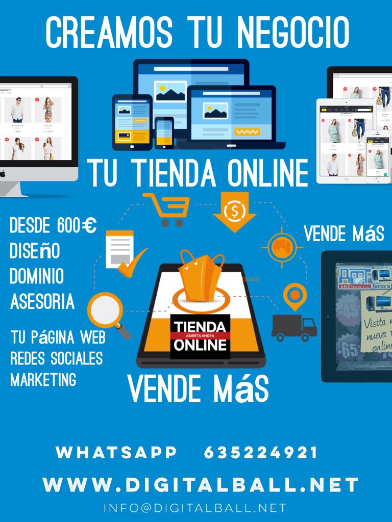 digital_ball's tweet photo. Creamos tiendas que venden. Aprovecha esta oportunidad y monta tu tienda online #tiendaonline #diseñoweb #digitalball https://t.co/OnO4hFVIrQ
